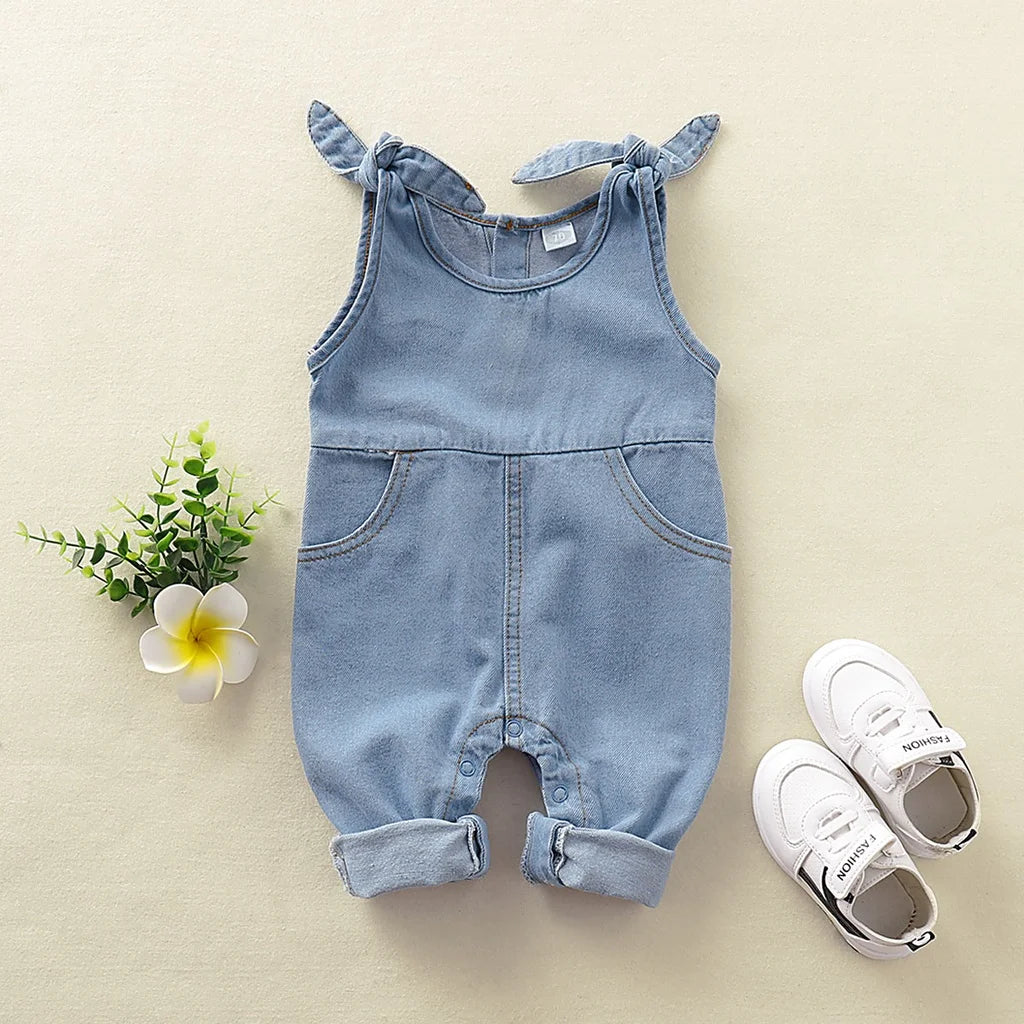 Jardineira Jeans Laço- Feminina